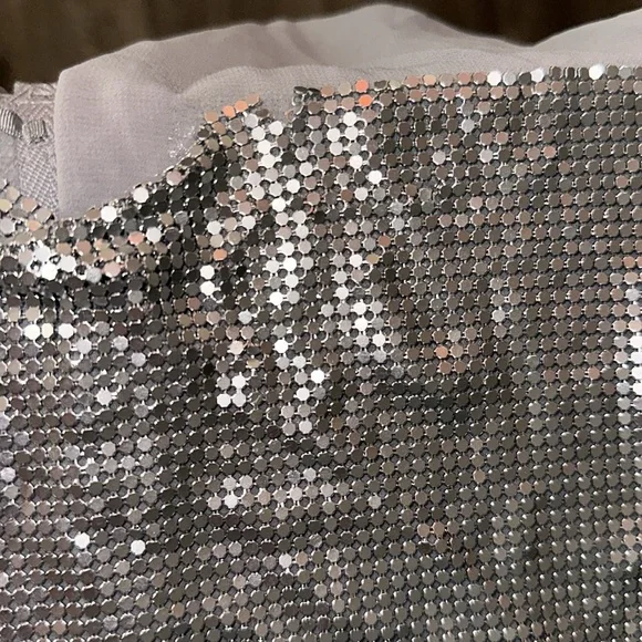 NWD EXPRESS silver chainmail metal mesh halter Y2K disco party dress S #21 - Picture 11 of 12